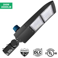 200W LED Shoebox Parking Lot light Fixture with Dusk to Dawn Photocell 5000K DLC