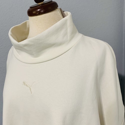 Puma Damenpullover hochgeschlossen Rundhalsausschnitt bestickt Logo entspannte Passform elfenbeinfarben leuchtend Größe 2XL - Bild 2 von 9