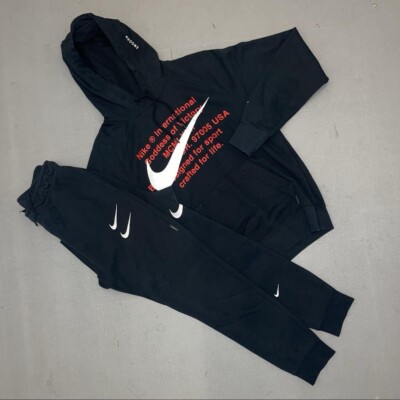 Nike Sportswear Infrared Swoosh Black Red Pullover Hoodie