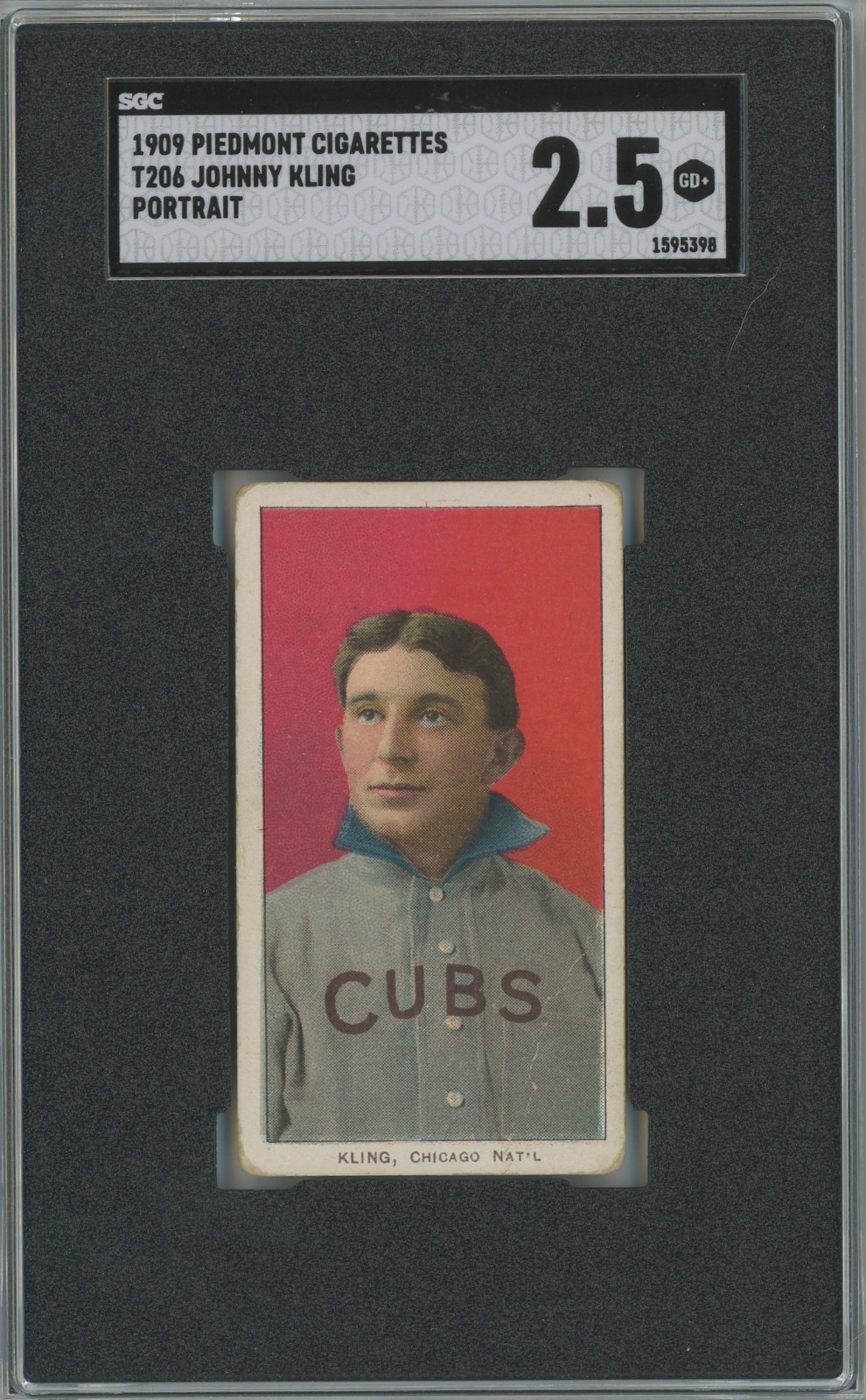 1909-1911 T206 JOHNNY KLING, PORTRAIT 150 PIEDMONT - CHICAGO - ATC SGC 2.5