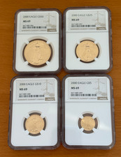 US 2000 Full 1.85 oz Gold 4 Coin Eagle UNC Set NGC MS69 4658.78 per troy oz