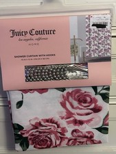 JUICY COUTURE SHOWER CURTAIN WITH HOOKS 70 X 72 PINK FLORAL