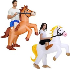 2 Inflatable Stegosaurus Horse Costume for Adults | Funny Ride-On Halloween Suit