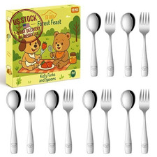 Toddler Utensils Set 12 Pc 18/0 Stainless Steel Forks Spoons Dishwasher Safe