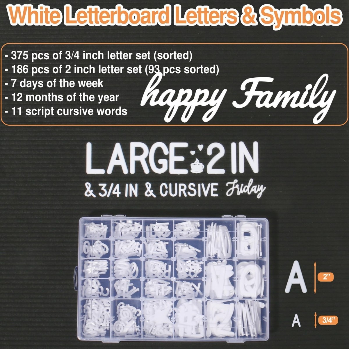 559 Extra White Letters With Organizer for Changeable Felt Board