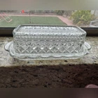 Depression glass vintage Elegant Clear Glass Butter Dish no chips or cracks
