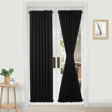 French Door Curtains – Rod Pocket Thermalout Curtain for 25 X 72 | 1P Black