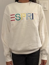 NWT Esprit Women's Logo IVORY Vintage Viral 80  s Crew Neck Size- L