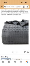 Queen 100 Cotton Waffle Weave Blanket Lightweight Breathable Soft Throw