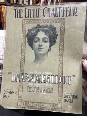 1906 ELSIE JANIS 11x14 Revue Sheet Music THE VANDERBILT CUP   chauffeur 
