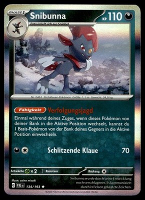 Snibunna 134/193 Rare Holo Paldea Evolved Pokemon NM Deutsch