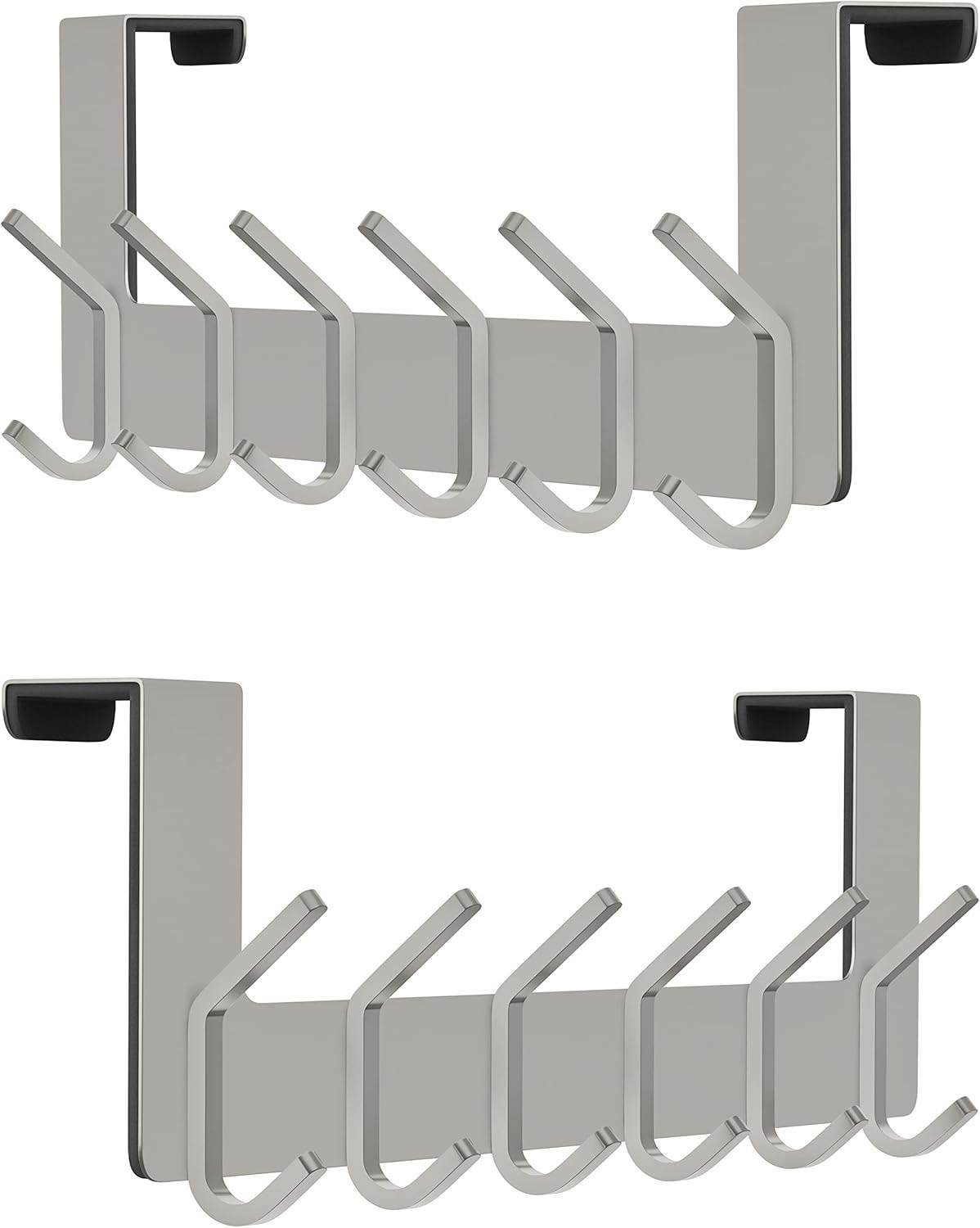 Stainless Steel Over the Door Hooks, 6 Double Hooks, 2 Pack