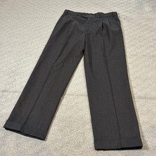 Brooks Brothers Charcoal Grey 100 Wool Pleated Cuffed Dress Pants Mens 36x31