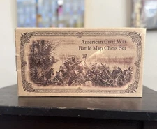 American Civil War Battle Map Chess Set in Wooden Box Historical Collectible