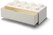 LEGO Stackable Storage: Desk Drawer with 4 Knobs, White [New Toy] White, Brick