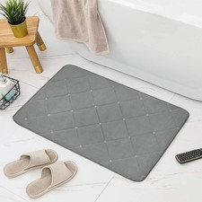 Memory Foam Bath Mat 30x20 Gray Soft Non-Slip Absorbent Bathroom Rug Quick Dry