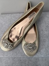Badgley Mischka Women Size 9 Gold Ballet flats with crystal embellishments