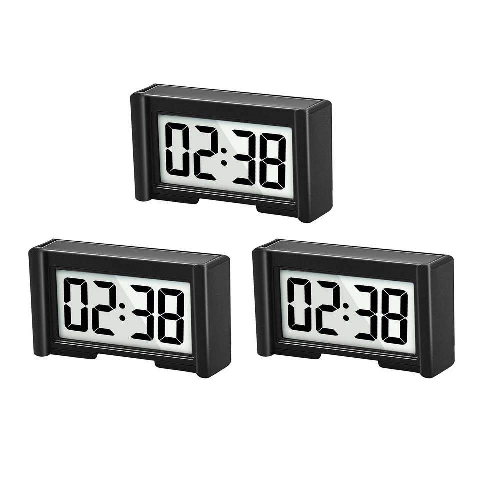 3 Stück Mini Digitaluhr Kleine Haftbare Uhr Für Auto Armaturenbrett LCD Neu - Bild 3 von 4