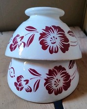 2 Grands Bols Anciens DIGOIN Décor floral Bordeaux