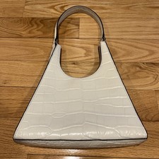   Women  s Staud Ivory Leather Handbag In Good Use Condition