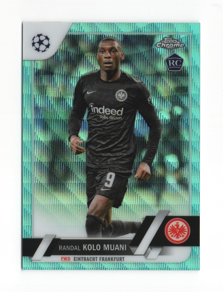 2022-23 Topps Chrome UEFA Randal Kolo Muani #149 Rookie RC Aqua Wave Prizm /199
