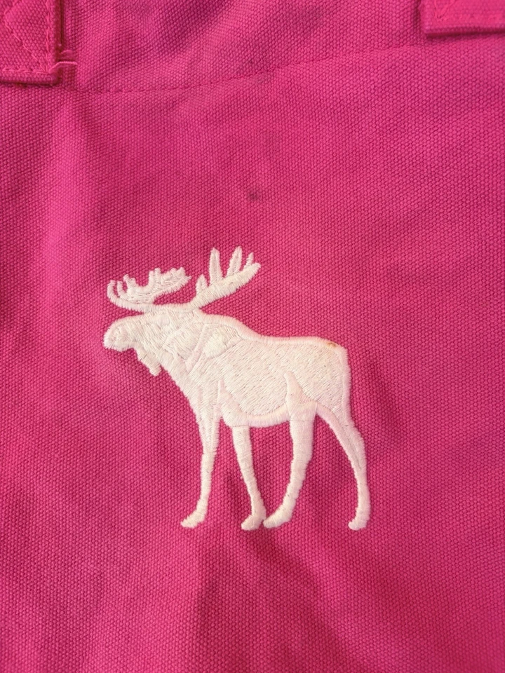 Vintage Y2K Abercrombie & Fitch Pink Tote Bag Embroidered Logo Zip Closure Large - Image 3 of 4