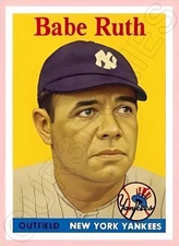 Babe Ruth Custom Made Art Card New York Yankees 1958 Style