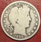 1906 Barber Silver Half Dollar. Free Shipping