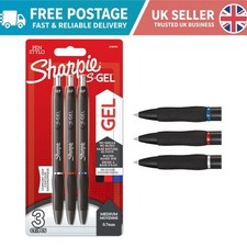 No Smear Retractable Gel Pens - 3 Pack, Black, Red & Blue, 0.7mm Medium Point