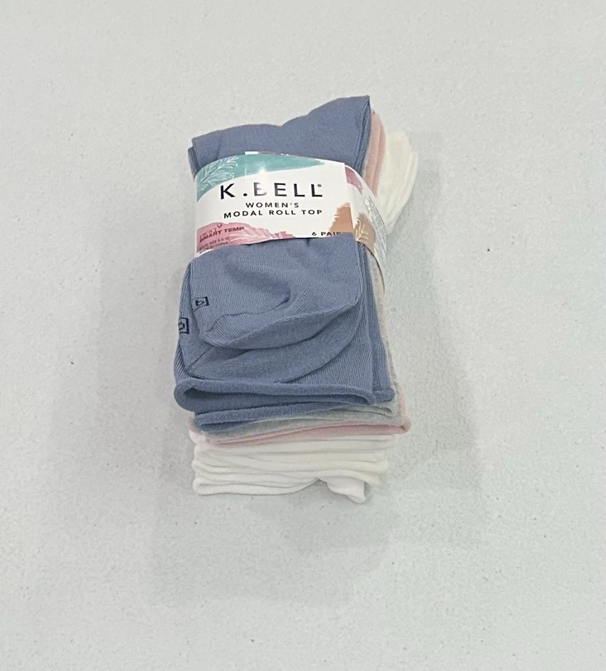 K. Bell Mujer 6 Pares Modal Roll Top Crew Calcetines, Multi, Talla de Zapato: 5.5-10 Foto 2 de 4