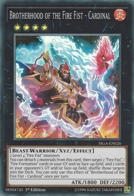 YUGIOH: 1x Brotherhood of the Fire Fist - Cardinal Super Rare FIGA NM