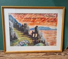 Vintage Swedish Watercolor Landscape by Frans Larsson (1894-1957) - Sunset