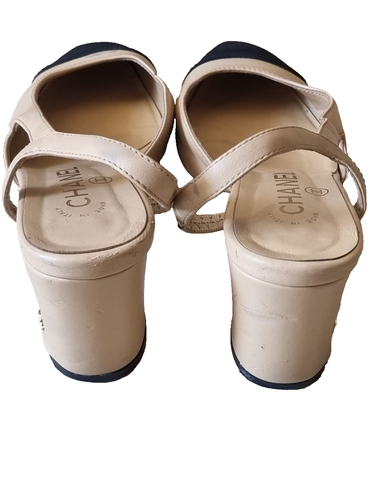 Chanel Slingback Beige &Black Size 37 - Picture 4 of 10