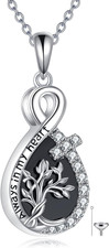 Tree of Life Urn Necklace for Ashes Sterling Silver Infinity Heart Memorial Gift