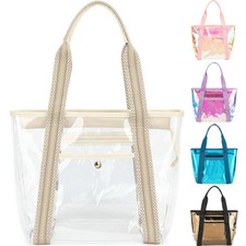 Clear Bag for Stadium Events, 12x6x12 Jelly Tote Bag for Women with Zipper fo...