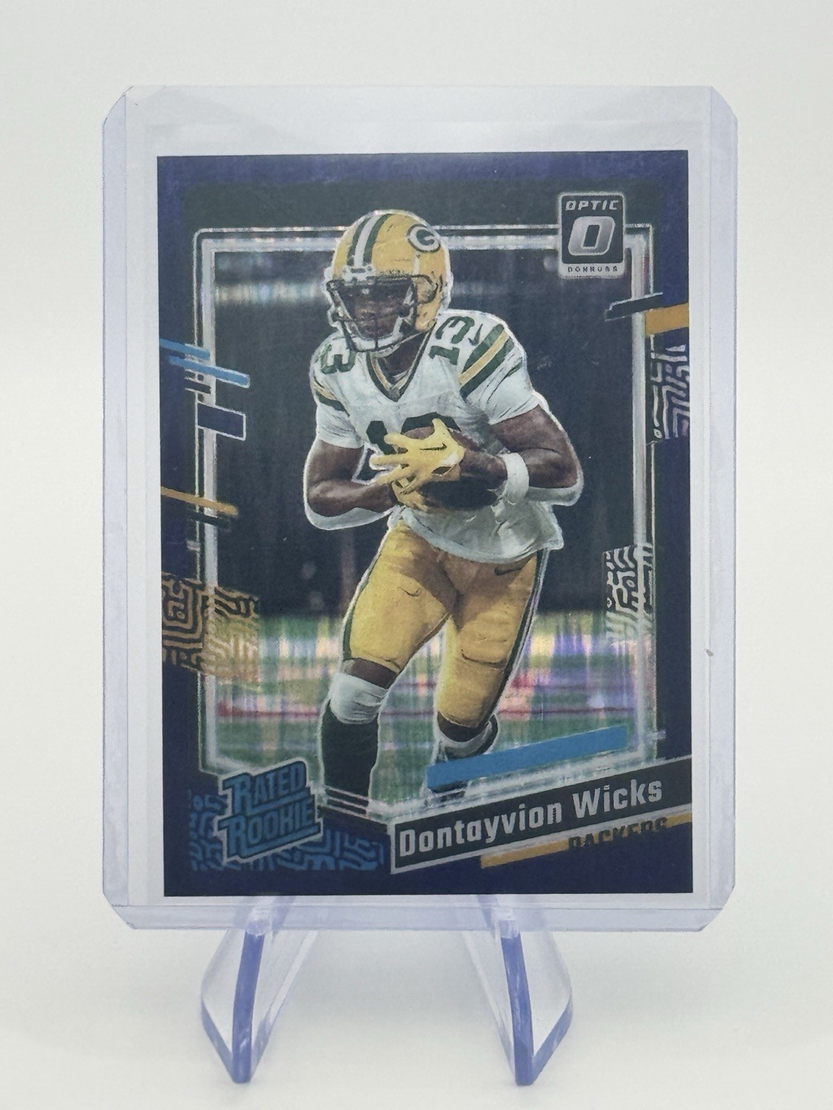 2023 Panini Donruss Optic- Dontayvion Wicks Rookie Purple Shock #249 Packers