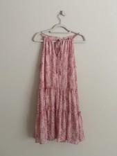 Anthropologie Drew Tiered Dress Sleeveless Lined Pink Floral Size M