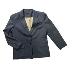 JCrew Mario Bellucci Italian Wool Blend Blazer Jacket Blue Grey Womens Size 8