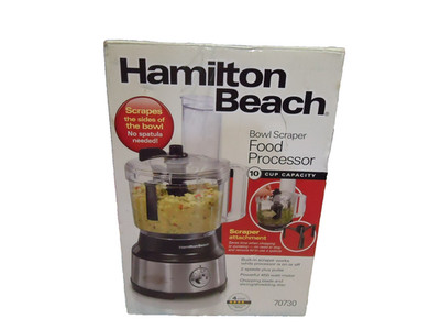HAMILTON BEACH 10 CUP 450 WATT FOOD PROCESSOR WITH SCRAPER 70730 ( new ) ^