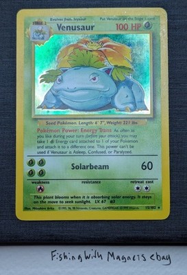 Venusaur 15/102 Base Set Unlimited Holo Rare Pokémon TCG LP- English 1999 WOTC