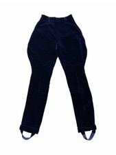 VTG Ralph Lauren Women Jodhpur Velvet Blue Galife Stirrup Pants S Made in USA