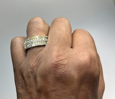 14k Yellow Gold Cluster Natural Round Diamond 1.5 Ctw 5 Row Men's Ring Sz 11.5