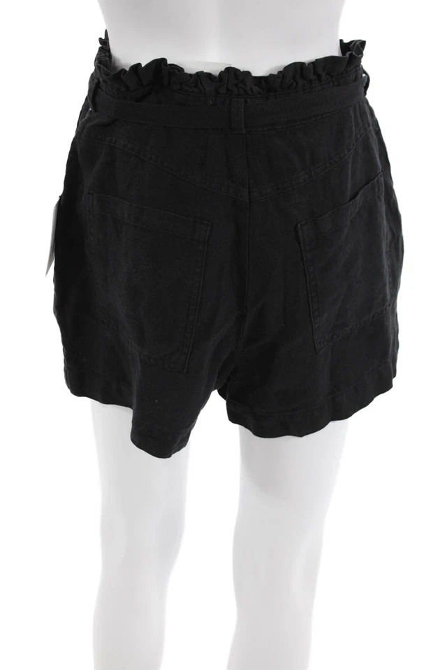 Bella Dahl Unisex Bohemian Black Linen Buckle Shorts Size 28 - Image 3 of 4