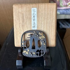 Japanese Antique Tsuba of Katana Samurai Sword Guard Iron Rare Design 72-B17