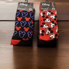Disney Crew Socks Size 9-13 Mickey Mouse, 2 Pair