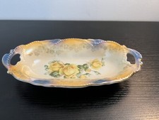 Vintage Hand-Painted Porcelain Celery Dish with Pink & Yellow Roses — listing 5
