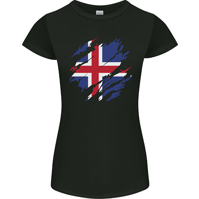 Torn Iceland Flag Icelander Day Football Womens Petite Cut T-Shirt