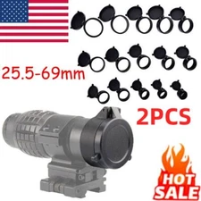 2X Flip Up Scope Covers Rifle Scope Protect Objective Cap Lens Cover for Caliber