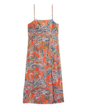 Boden Orange Paisley Print Column Cami Midi Dress  Size 14 ~ Brand New with Tags