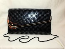Vintage Black Sequined Evening Bag With Serpentine Strap Towanny 10"x6"